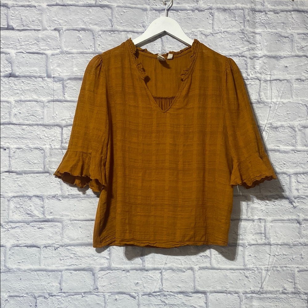 Dolan Orange Bell Sleeve Ruffled Blouse